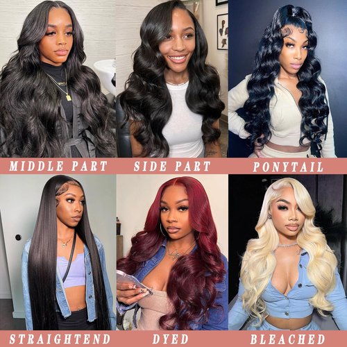 JIELIFA 13x6 Lace Front Wigs Human Hair Pre Plucked 180% Density 24 Inch HD Body Wave Lace Front Wigs Human Hair Lace Frontal Wigs wigs for Women Glueless Wigs Pre Plucked Black wig