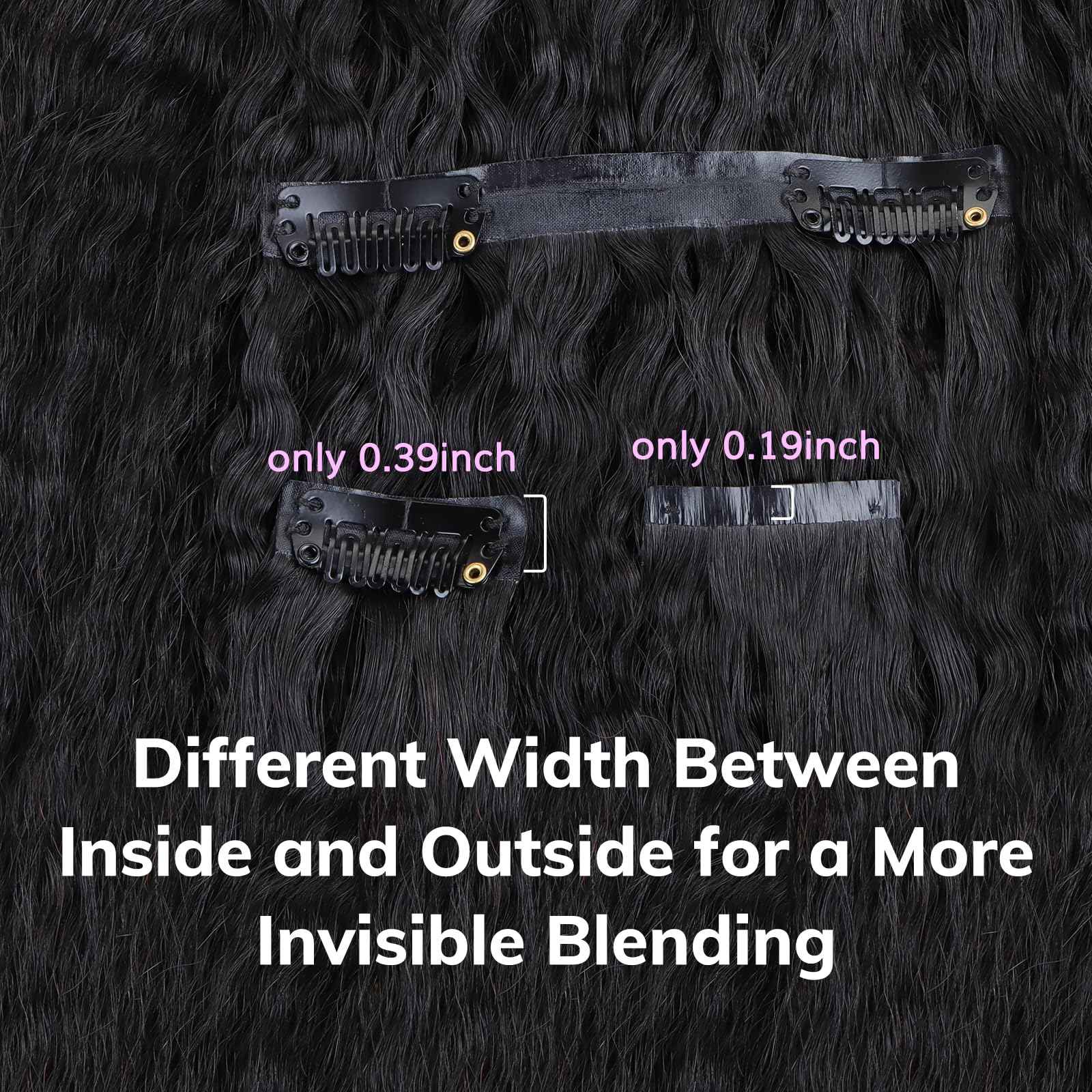 IDN BEAUTY Seamless Clip In Hair Extensions Human Hair, Kinky Straight 16 Inch 130g 9pcs Natural Black Remy Virgin Human Hair Seamless Clip Ins For Black Women PU Weft Invisible Edge