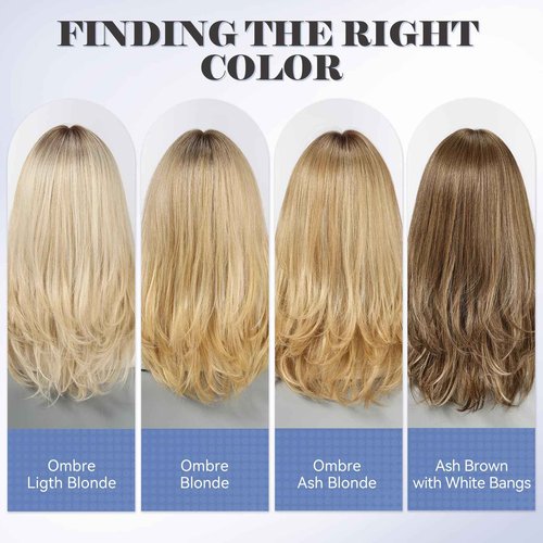 HAIRCUBE Human Hair Wig Lace Front Wig Ombre Ash Blonde Glueless Layered Shoulder-Length HairWigs for Women, Human Hair Blend, 13"×5"×1" HD Lace, 18 Inch Daily Use