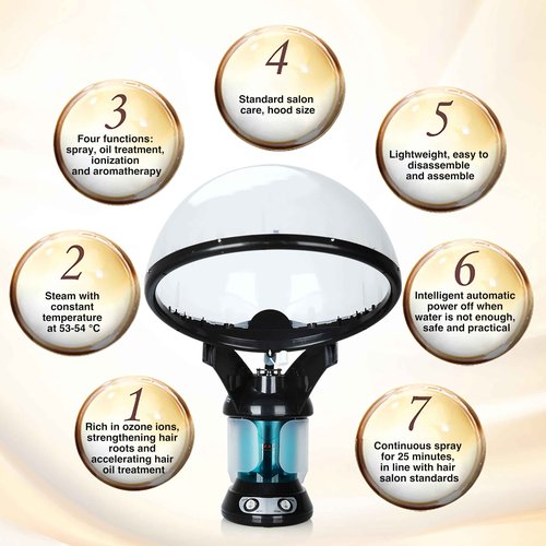 KINLITO 2-in-1 Hair and Face Steamer, Hair Steamer Humidifier for Deep Conditioning & Facial Steamer for Deep Cleaning, Tabletop Steamer with UV Ozone for Personal Care Use Home Spa Salon