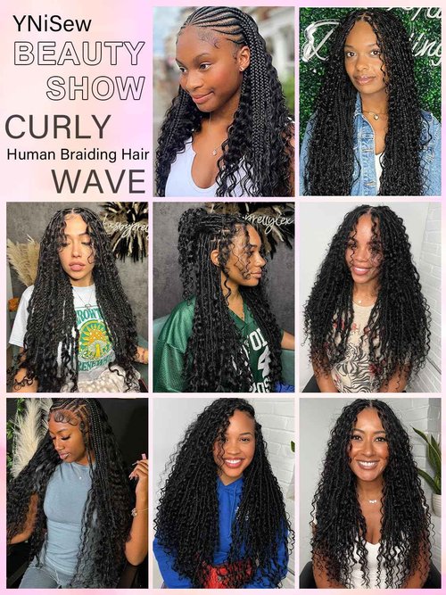 Boho Human Braiding Hair Curly Human Hair Braiding Hair For Boho Knotless Bohemian Micro Braiding Hair Human Hair 100g 2 Bulk Human Hair Bundles For Braiding No Weft Hair Extensions YNiSew
