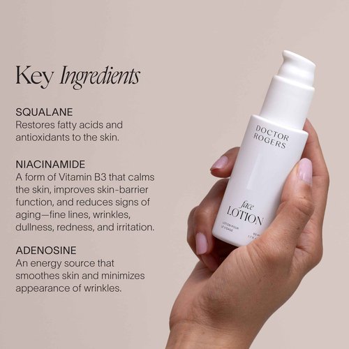 Doctor Rogers Face Lotion. Unscented Moisturizing Lotion for Sensitive Skin. Lightweight Hydration. Moisturize & Strengthen Skin, Fragrance & Paraben Free 1.7 Ounce (50ml)