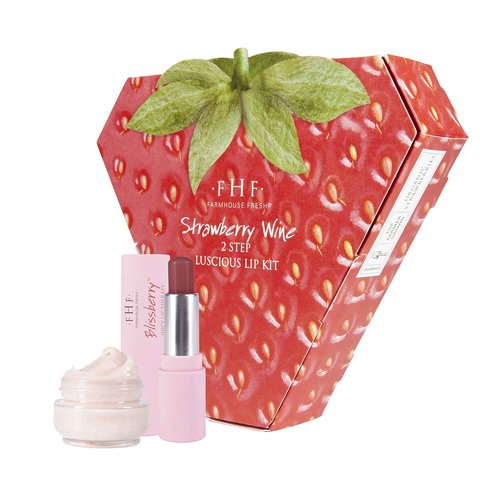 FarmHouse Fresh Strawberry Wine 2-Step Polish & Treat Lip Kit, 4.4 oz.