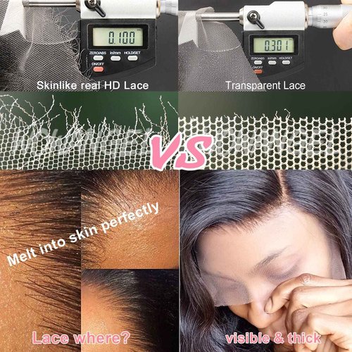 WOWANGEL 13x4 SKINLIKE Real HD Lace Frontal Piece Only, Body Wave 0.1mm Ultra Thin Invisible Lace Clean Natural Hairline with Bigger Pre-plucked Area Crystal Lace Remy Human Hair Frontal 16 Inch