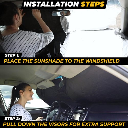 Autovir Jeep Windshield Sunshade | Protects Sun Visor from UV and Heat Protection | Fits for Wrangler, Gladiator, and Rubicon Models | Keeps Your Car Cool and Comfort | X-Small (60" x 21")