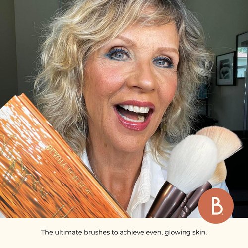 Beauty For Real Essential Pro Complexion Brush Set - Includes 4 Brushes: Blush/Contour, Complexion, Powder & Concealer - Vegan & Cruelty Free