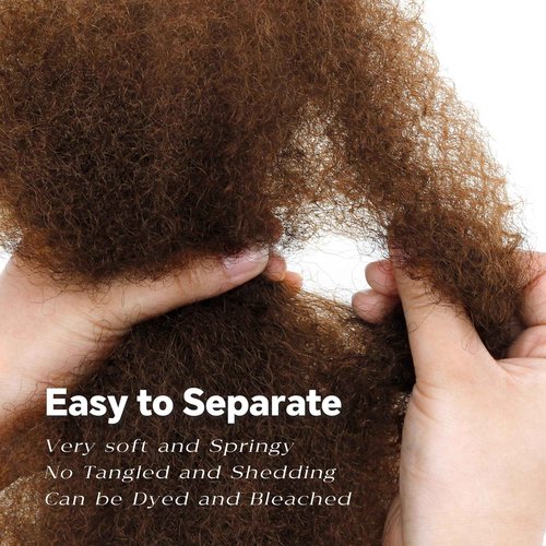 Afro Kinkys Bulk Human Hair, 20 Inch 50G/Pack Soft 4C Afro Kinky-Curly Human Hair Bulk for Twist Dreadlocks Extensions Repair Locs #4 Dark Brown 1 Pack (4#, 20 inch)