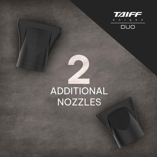 Taiff Unique Duo Professional Hair Dryer – 127V | 1875W Power | AC Motor | Tourmaline + Ionic & Ceramic Technology | Titanium Elements | 2 Concentrator Nozzles (Gray)