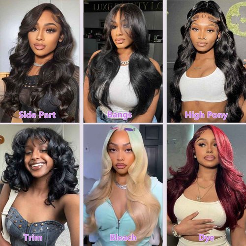 Samrabeauty 13x6 Body Wave Lace Front Wigs Human Hair 200 Density HD Lace Front Human Hair Wig Pre Plucked Lace Frontal Wigs for Women (24 Inch)