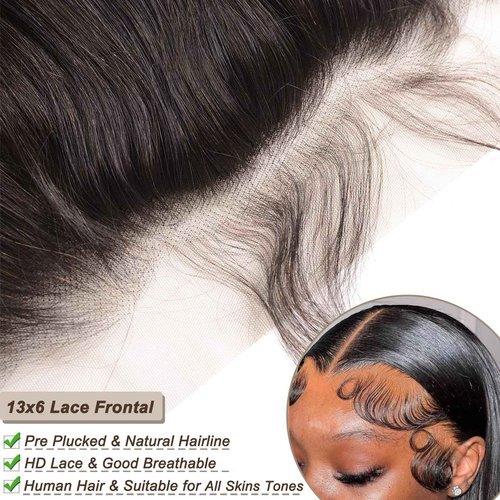 13x6 Lcae Frontal Human Hair Pre Plucked Transparent with Baby Hair Free Part 100% Virgin Human Hair 150% Density Ture Size(13x6 Frontal, 20 Inch)