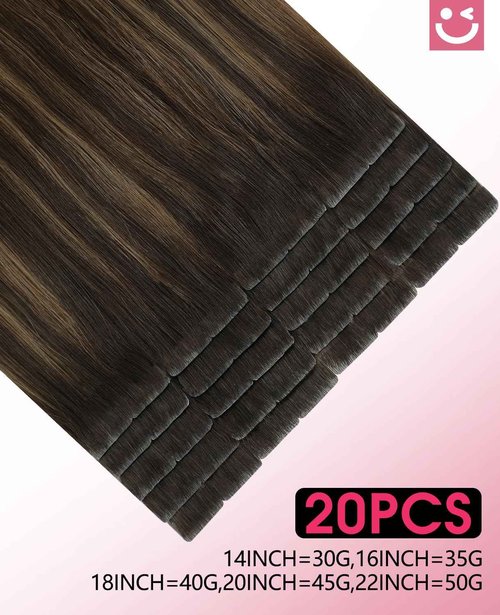 Youngsmile Invisible Tape in Hair Extensions Human Hair #2/6/18 Dark Brown to Dirty Blonde 20pcs 45g 20 Inch Invisi Edge Tape in Hair Extensions Human Hair Remy Seamless Tape ins (#2/6/18,20'')