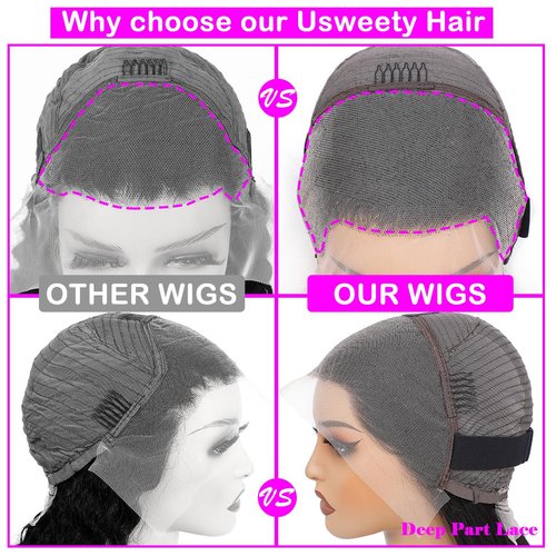 Usweety 26inch Lace Front Wigs Human Hair 13x4 HD Lace Front Wigs Human Hair Pre plucked 180% Density Frontal glueless wigs human hair for women (1B# 180% Density, Straight 26inch)