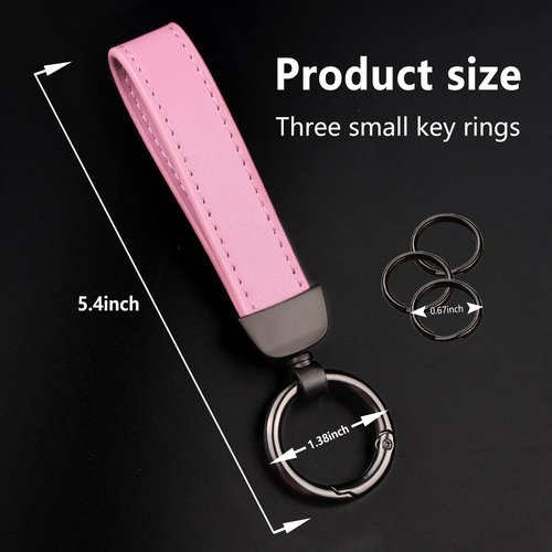 Turcee Leather Car Keychain,Creative Personality Leather Key Fob Replacement,Car Accessories Universal Key Fob Keychain for Men and Women (Pink)