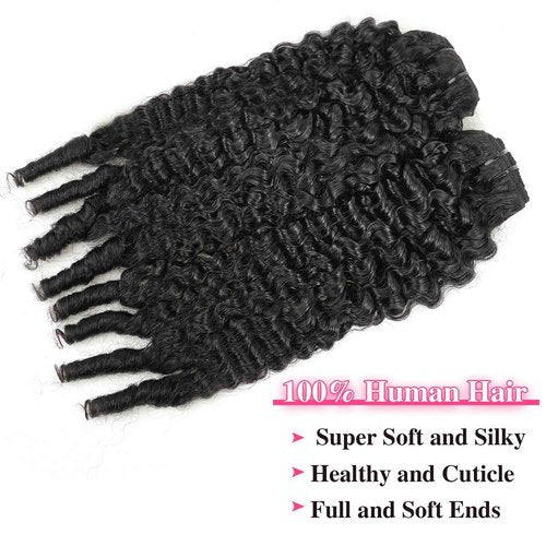 Mihugass Burmese Curly Clip in Hair Extensions #1B Natural Black Color Curly Clip ins For Women Brazilian Virgin Clip on Hair(22inch,#1B)