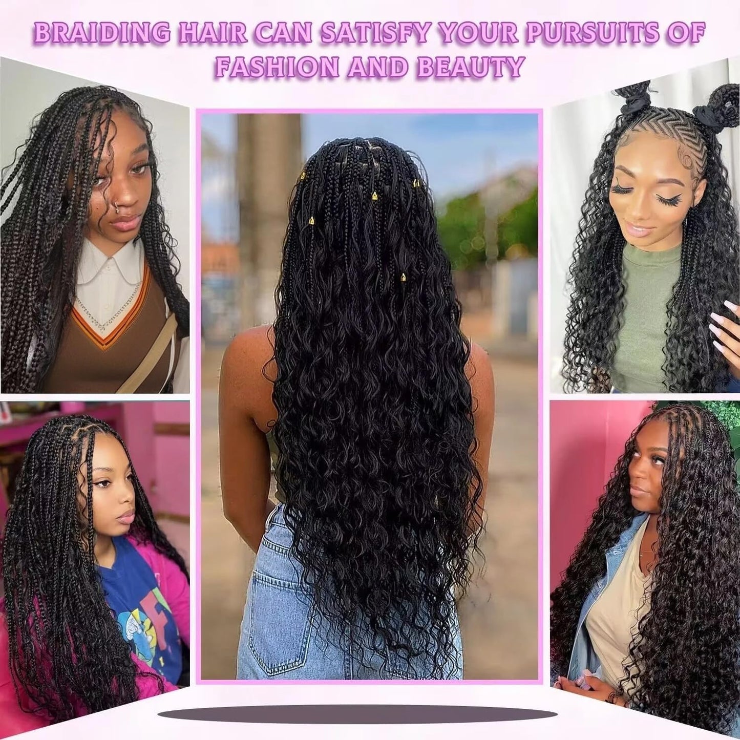 Human Braiding Hair 2 Bundle 100g Deep Wave Bulk Human Hair for Braiding No Weft 12A Brazilian Virgin Curly Human Hair Extensions for Boho Braids (Deep Wave-1B, 20/100g)