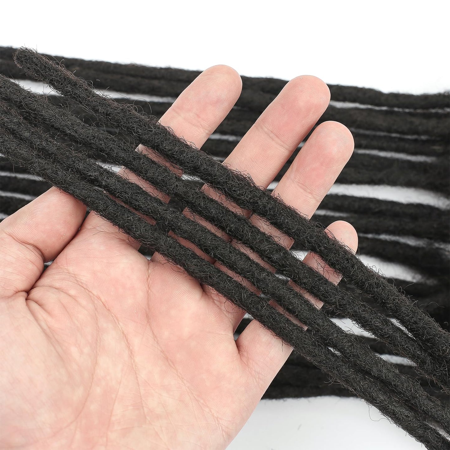 0.4cm 6 Inch Human Hair Dreadlock Extensions 50 Strands Loc Extensions Real Human Hair Natural Black for Women Men Kids Full Handmade Permanent Human Hair Locs Can Be Dyed and Bleached