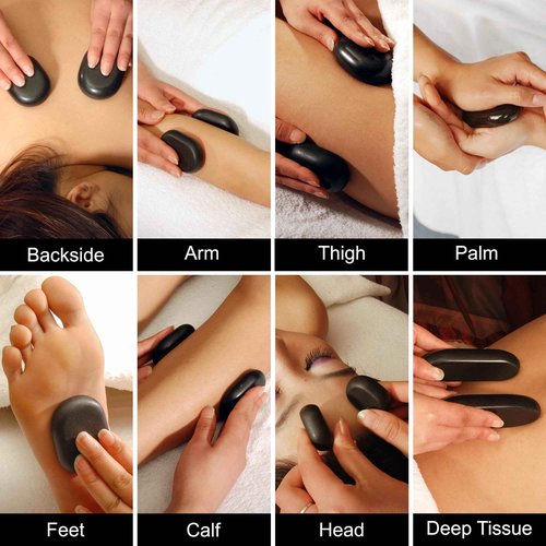 Master Massage 28 Piece Essential Hot Stone Massage Stone Set Kit Package for Professional or Home Spa Stone Therapy, Healing, Pain Relief-Basalt Rock