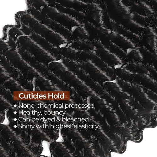 Deep Wave Brazilian Virgin Human Hair Weave 3 Bundles Deep Curly 12A Grade Unprocessed Human Hair Extensions Natural Black 100g/pc 14 16 18 Inch
