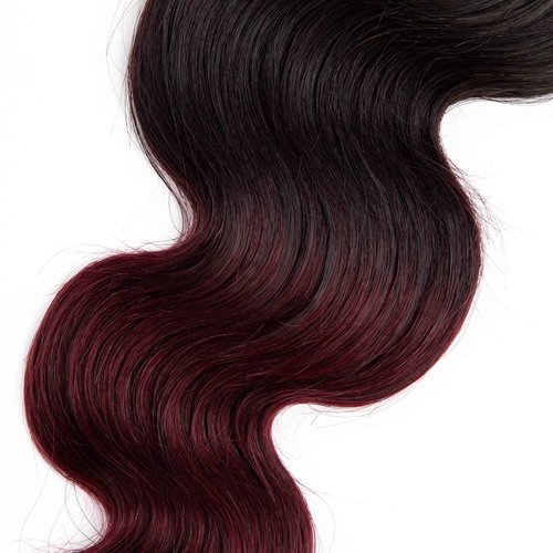 Lovenea Ombre Brazilian Virgin Hair Body Wave Human Hair Bundles 16+18+20 inch 3 Bundles 100% Virgin Hair Bundles 2 Tone Black to Burgundy Human Hair Weave (16 18 20, T99J#)