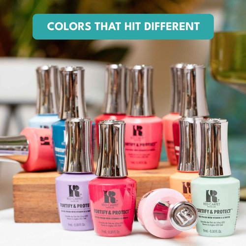 RC Red Carpet Manicure Fortify & Protect Kit - Complete Gel Nail System with LED Light. Long-Lasting, Chip-Free, Glossy Nails, Nail Care, Strong, Chip-Resistant (Fortify & Protect Essentials Kit)