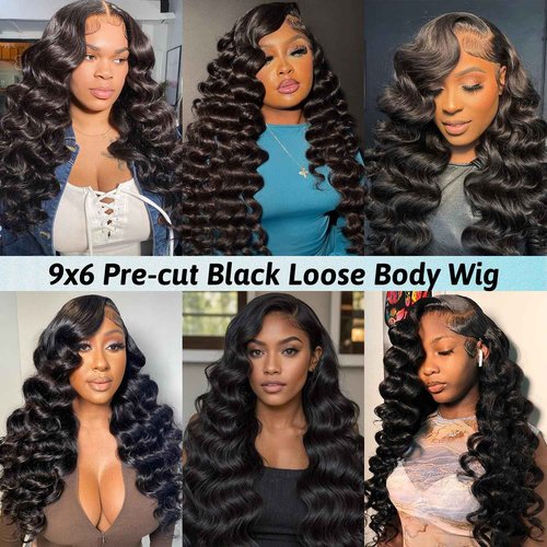 XNJ 30 Inch Glueless Wigs Human Hair Pre Plucked Pre Cut 200% Density Lace Front Wigs Human Hair Body Wave 9x6 Wear And Go Wig Human Hair Black Wig For Women