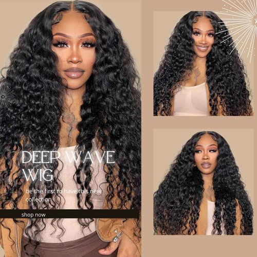 Glueless Wigs Human Hair Pre Plucked Pre Cut 5x5 HD Lace Closure Wigs Human Hair Deep Wave Wig Human Hair Wigs For Black Women Closure Wigs Human Hair 180% Density Natural Color