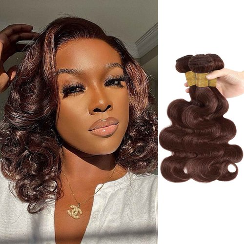 ALHER Chocolate Brown Body Wave Human Hair Bundles, 12A Color 4 Dark Brown Colored 3 Pack Bundles Sew In Weave Wavy, 100% Unprocessed Brazilian Virgin Remy Hair Soft Thick 10 12 14 Inch