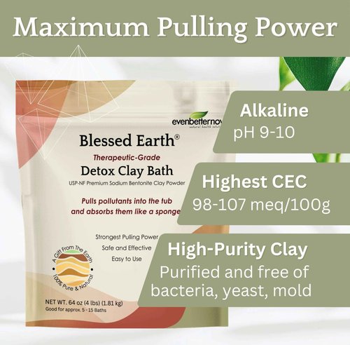 Blessed Earth Detox Clay Bath, 100% Pure Sodium Bentonite Therapeutic Grade – Cleansing and Purifying, by Evenbetternow LLC, 4 lb (64 oz)