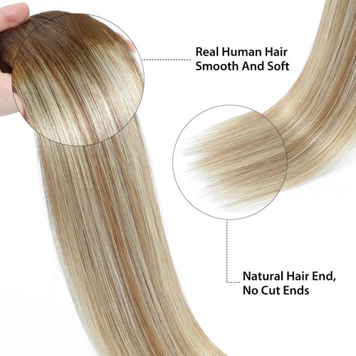 Tinashe Wire Hair Extensions Human Hair Invisible Clip in Hair Extensions Chocolate Brown to Ash Brown and Honey Blonde Secret Headband Wire in Invisible Hair 20inch 90g