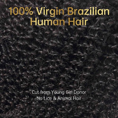 WEQUEEN Kinky Curly Human Hair Bundles Premium Virgin 100% Human Hair 3c/4a Curly Wave 24 Inch Single Bundle Natural Black
