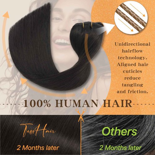 TESSHAIR Remy Hair Extensions Clip in Human Hair Natural Black Clip in Extensions Real Human Hair 18 Inch Real Hair Extensions Clip in Human Hair Straight Human Hair Clip Ins 120g 7Pcs