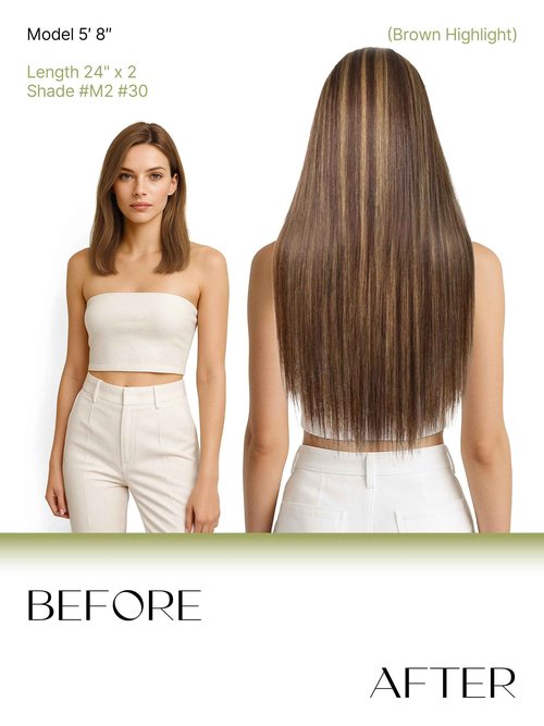 Frodio Clip Ins Hair Extensions Black: Remy Real Human Hair Pu Seamless Silk Long Straight Invisible Full Thick Virgin Brazilian Brown Highlight Color Beauty For Women Can Be Body Wave 100g 7 Piece