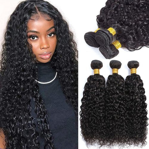 Hailookmey Human Hair Bundles Natural Black Color Jerry Curly Brazilian Unprocessed Virgin Human Hair Quick Weave Extensions (26 28 30 Inch Natural Jerry Curly)