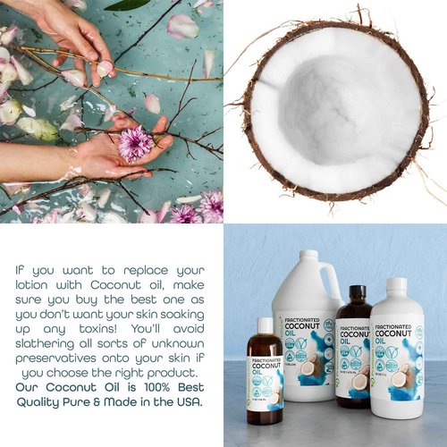 Fractionated Coconut Oil for Massage Cold Pressed Best Carrier for Essential Oils Mixing for Women Dry Skin Moisturizer for Body and Hair 1 Gallon Bottle Bulk Size