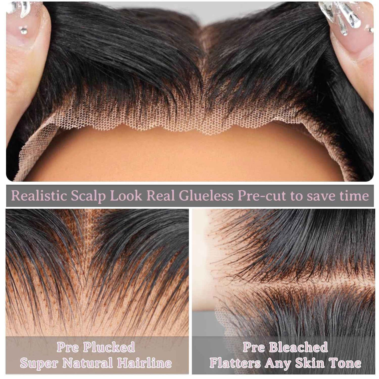 32 Inch Wear and Go Glueless Wigs Human Hair Pre Plucked Pre Cut 7x5 Hd Lace Front Wigs Human Hair for Women No Glue Closure Ready to Wear Straight Wigs 220% Density Natural Black for women