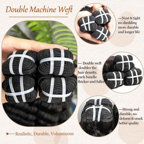 Lemoda Burmese Loose Wave Virgin Human Hair Bundles 16 16 16 Inch Deep Wave Bundles Spiral Curly End 100% Unprocessed Raw Human Hair Extensions Double Weft Hair Weave Hair 3 Bundles Natural Color