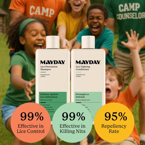 MAYDAY Back to School Bundle includes 3.4oz & 12oz Lice Treatment & Prevention Shampoo & Conditioner, 6oz Sunscreen, & 3.4oz Insect Repellent - Complete Protection for Lice, Insects, and Sun Exposure