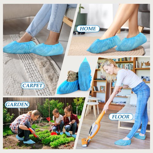 Chicingyou Disposable Slippers for Guest 36 Pairs Velvet Slippers and 400 Pieces Disposable Non Slip Thick Extra Long Shoe Covers for Indoor Outdoor Use