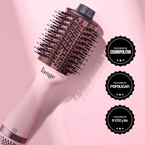 L'ANGE HAIR Le Volume 2-in-1 Titanium Blow Dryer Brush | Hot Air Brush for Hair Drying & Styling | Ionic Oval Barrel for Smooth, Frizz-Free Volume | (Blush – 60mm)
