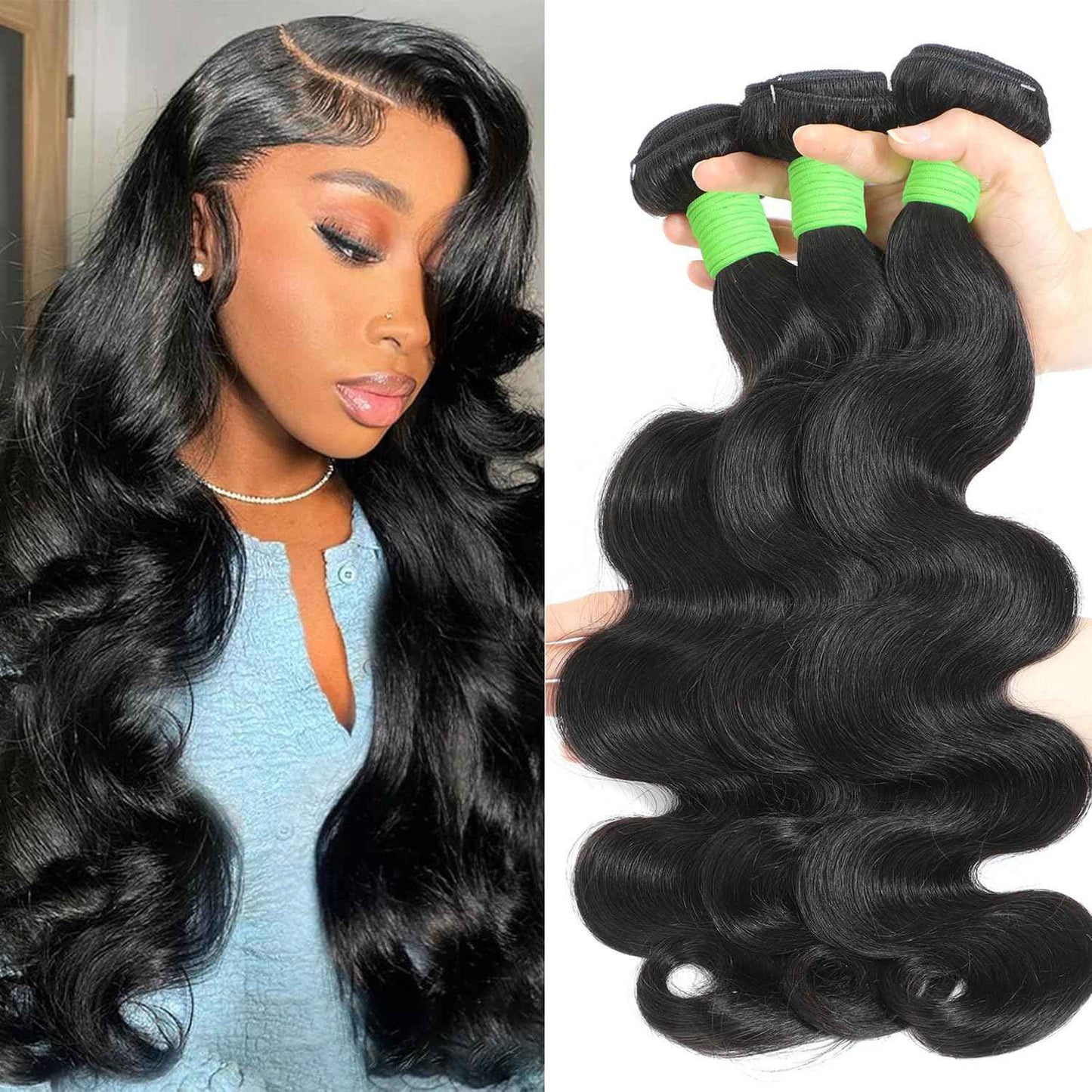12A Body Wave Bundles Human Hair 18 20 22 Inch Human Hair Bundles 100% Unprocessed Brazilian Virgin Hair 3 Bundles Deals Natural Black Extensions
