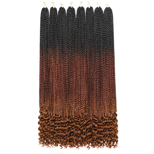 144 Strands Goddess Crochet Box Braids with Curly Ends 30 Inch Pre Looped Box Braids Crochet Hair 8 Packs Curly Crochet Braids for Black Women