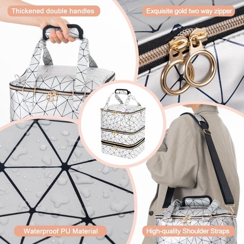 Uross Nail Polish Organizer Bag Holds 84 Bottles Nail Polish & Nail Lamp,Large Gel Nail Polish Organizers and Storage box for Nail Tech, Nail Kit Supplies Organizer Case-Silver