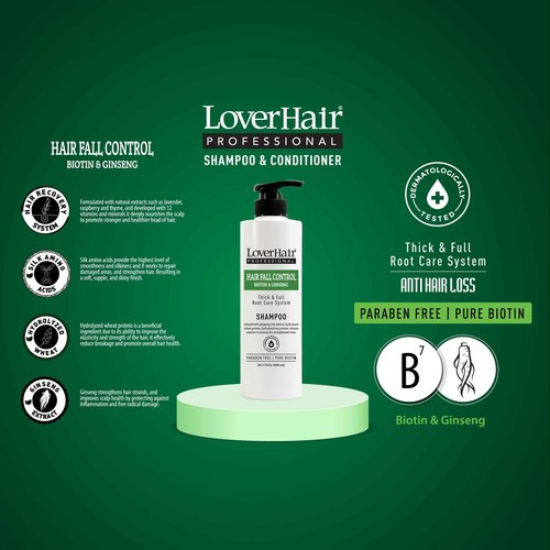 Combo LoverHair Professional Hair Fall Control Shampoo & Conditioner 600ml - 20.3 fl.oz
