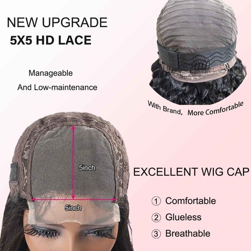 SODLIS 5x5 HD Lace Closure Wigs Wear And Go Glueless Wigs Pre Plucked With Baby Hair Ready to Go Deep Wave Lace Front Wigs for Women (Black, 26 Inch, Curly)