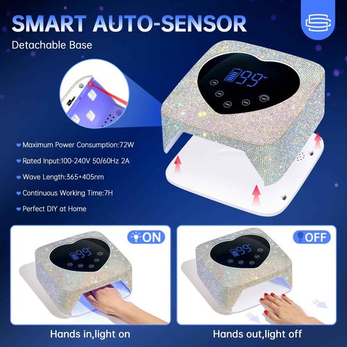 CHRISTINE SHELLY UV Nail Lamp Nail Dust Collector, 72W Rechargeable Sparkly Wireless Nail Dryer, Powerful Vacuum Fan Vent Dust Collector Extractor Dust Suction Machine for Acrylic Nails Polishing, Na