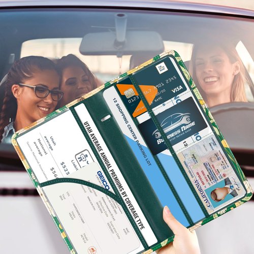 CoBak Car Registration and Insurance Holder - Vehicle Glove Box Car Organizer,Auto Truck Comparment Accessories Case with Magnetic Closure for Driver License,Cards