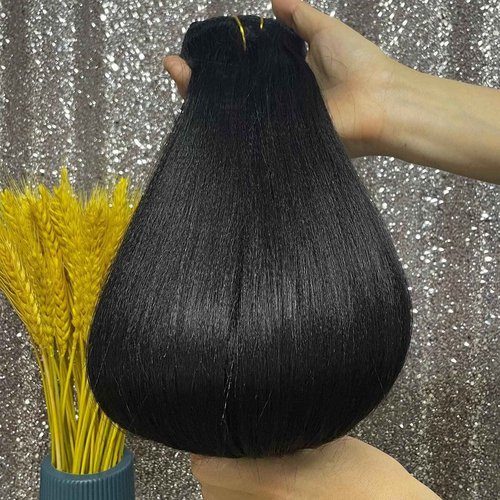 Yaki Straight Clip in Hair Extensions for Black Women 1b Natural Black Clip in Extensions Real Human Hair 120grams 7pcs Double Weft Light Yaki Straight Clip in Human Hair Extensions 18 Inch