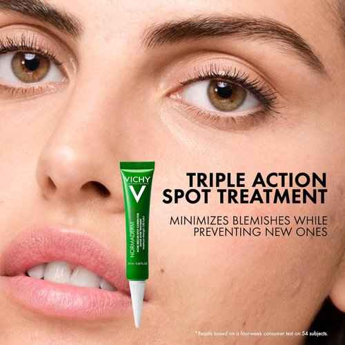 Bundle of Vichy Normaderm Daily Acne Face Wash, Normaderm Acne Moisturizer and Normaderm SOS Spot Treatment