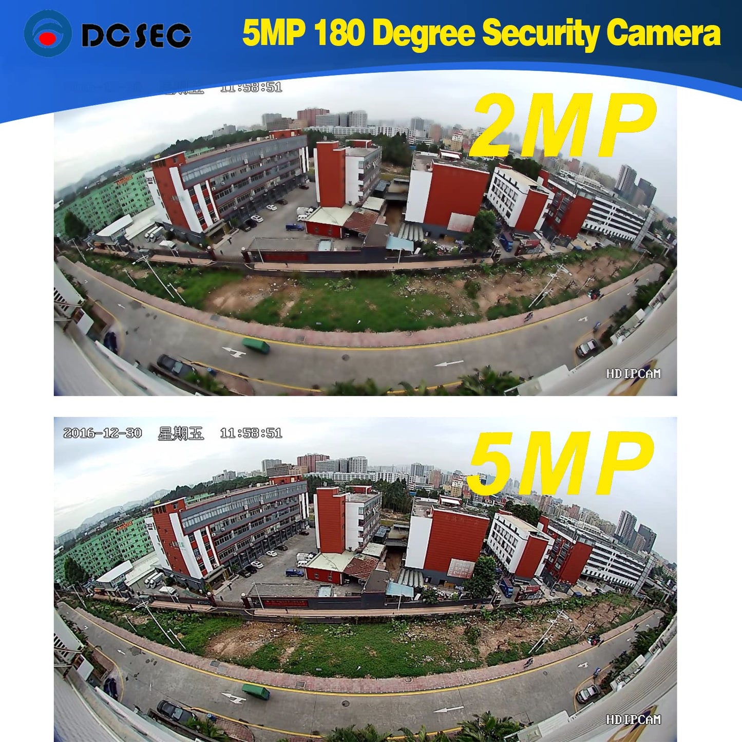 5MP 4MP 180 Degree Wide Angle Dome Security Camera HD-TVI/CVI/AHD/960H Analog 4 in 1 Super Hybrid HD CCTV Surveillance 1.7mm Fisheye Lens Outdoor/Indoor IR Day&Night Vision Home Cam