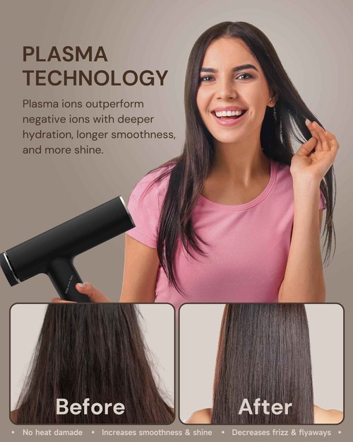 ANNLARY Plasma Ion Hair Dryer with Diffuser for Curly Hair, 110000 RPM Professional High Speed Blow Dryer with Plasma Ion, 1500W Foldable Travel Hairdryer with 6.5 Ft Cord Fast Drying for Women Men